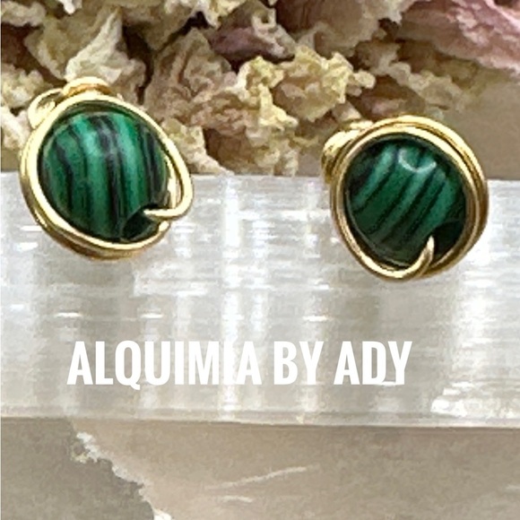 Alquimia Gold and Green Statement Earrings - Picture 1 of 7